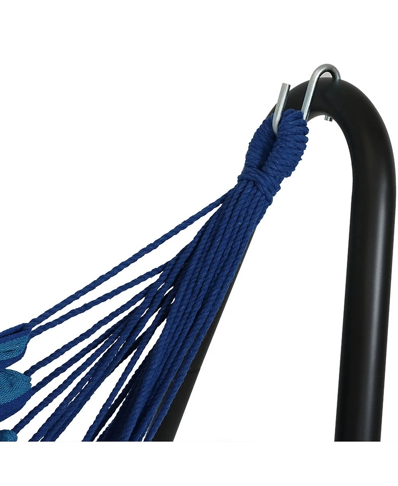 Hanging Rope Hammock Chair with Space-Saving Stand - 330 lb Weight Capacity