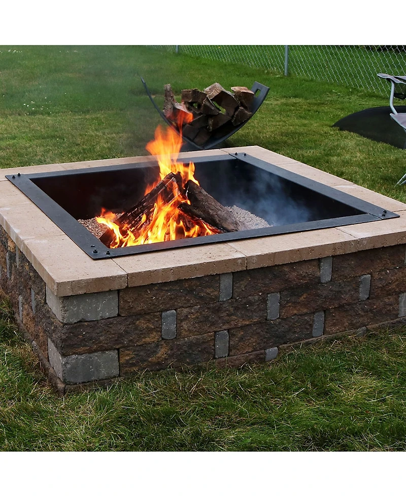 Outdoor Heavy-Duty Steel Portable Above Ground or In-Ground Square Fire Pit Liner Ring