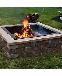 Outdoor Heavy-Duty Steel Portable Above Ground or In-Ground Square Fire Pit Liner Ring