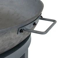 Outdoor Camping or Backyard Cast Iron Round Fire Pit with Built-In Log Rack - 30" - Dark Gray
