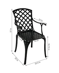 Outdoor Crossweave Design Black Cast Aluminum Patio Dining Chair, 2pk