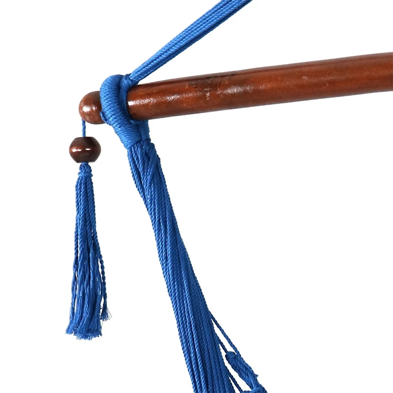 Sunnydaze Decor Caribbean Style Extra Large Hanging Rope Hammock Chair Swing with Stand - 300 lb Weight Capacity
