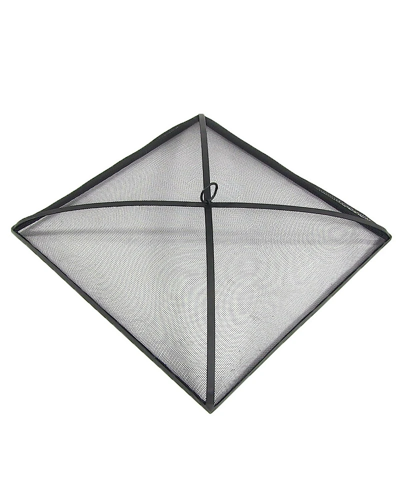Outdoor Heavy-Duty Steel Mesh Square Easy-Opening Camp Fire Pit Spark Screen Lid - Black