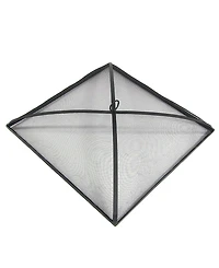 Outdoor Heavy-Duty Steel Mesh Square Easy-Opening Camp Fire Pit Spark Screen Lid - Black