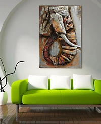 Empire Art Direct Elephant Mixed Media Iron Hand Painted Dimensional Wall Art, 60" x 40" x 2.8"