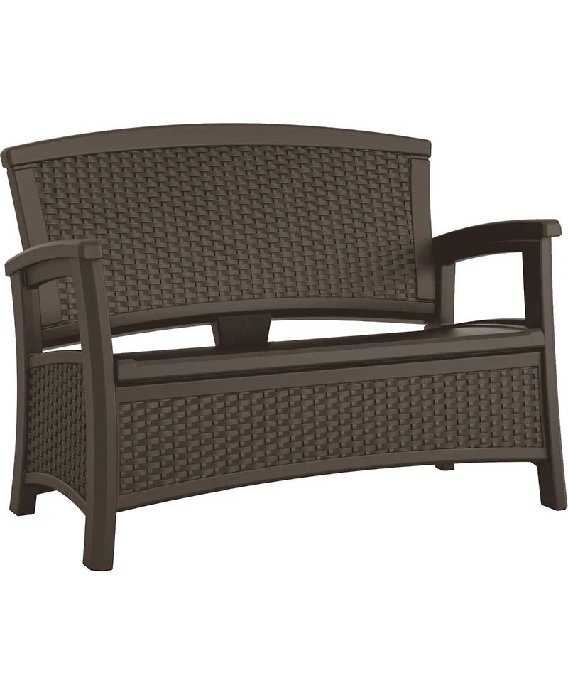 Suncast Elements BMWB5000 Resin Wicker Design Loveseat with Storage Area, Java