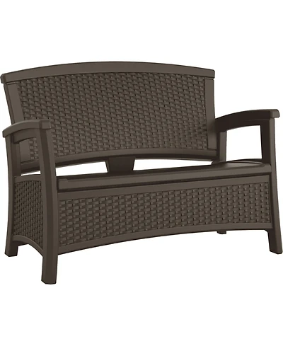 Suncast Elements BMWB5000 Resin Wicker Design Loveseat with Storage Area, Java
