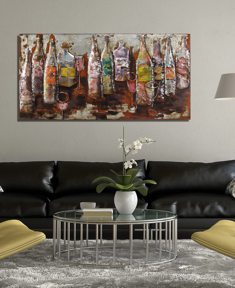 Empire Art Direct 5 O'clock Mixed Media Iron Hand Painted Dimensional Wall Art, 24" x 48" x 2.2"