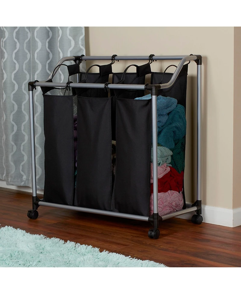 Household Essentials Triple Laundry Sorter with Wheels