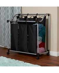 Household Essentials Triple Laundry Sorter with Wheels