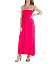 24seven Comfort Apparel Strapless Empire Waist Maxi Dress
