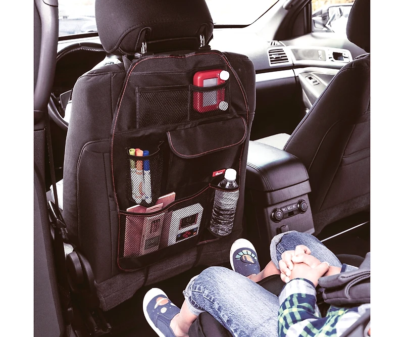 Diono Toddler Stow 'n Go Car Back Seat Organizer, Kick Mat Seat Protector, 7 Pockets, 2 Drinks Holders