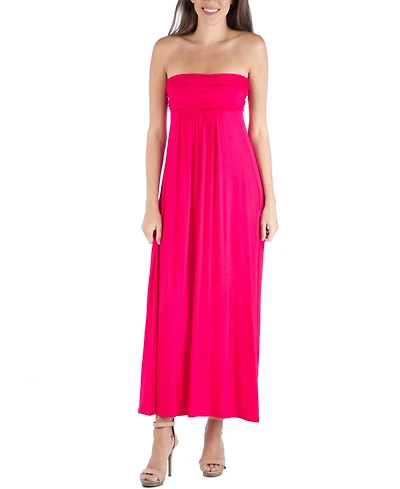 24seven Comfort Apparel Strapless Empire Waist Maxi Dress