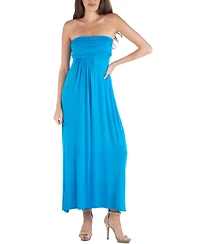 24seven Comfort Apparel Strapless Empire Waist Maxi Dress