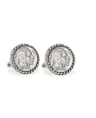 American Coin Treasures Buffalo Nickel Rope Bezel Coin Cuff Links