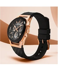 Bulova Men's Chronograph Curv Black Rubber Strap Watch 44mm