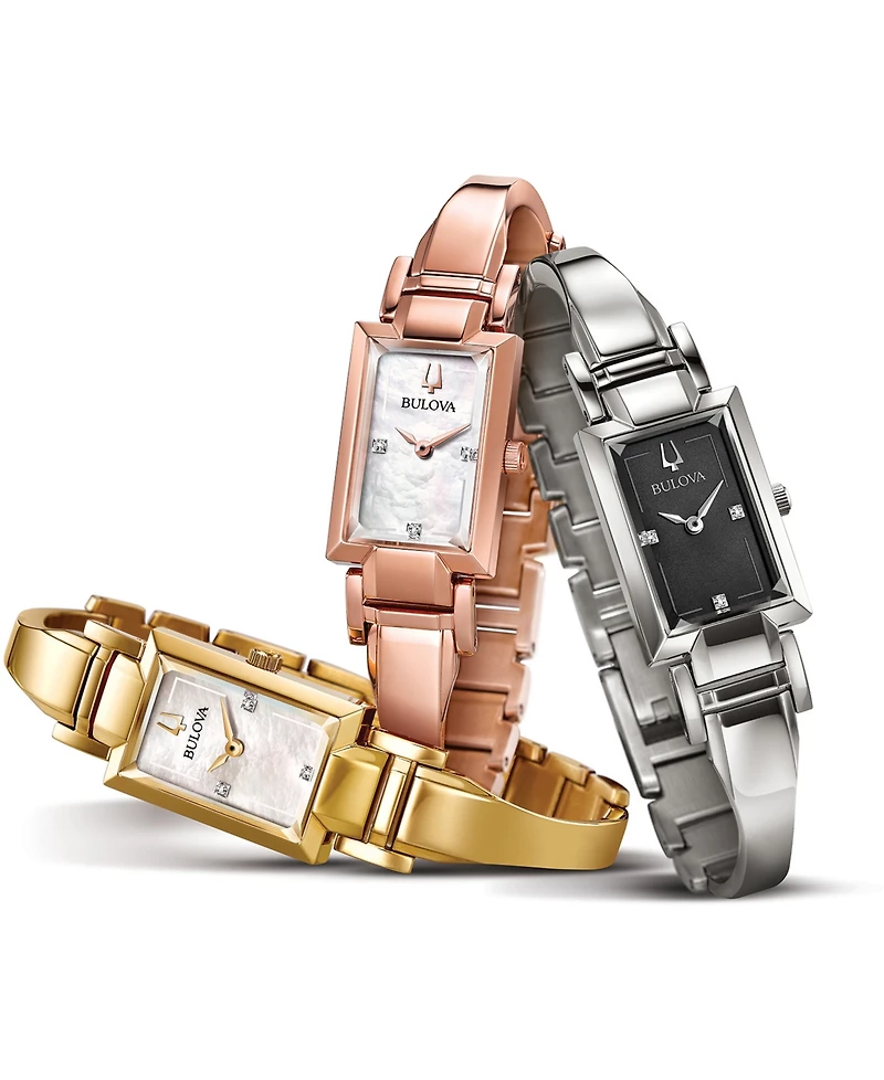 Bulova Women's Diamond-Accent Stainless Steel Bangle Bracelet Watch 18x33mm