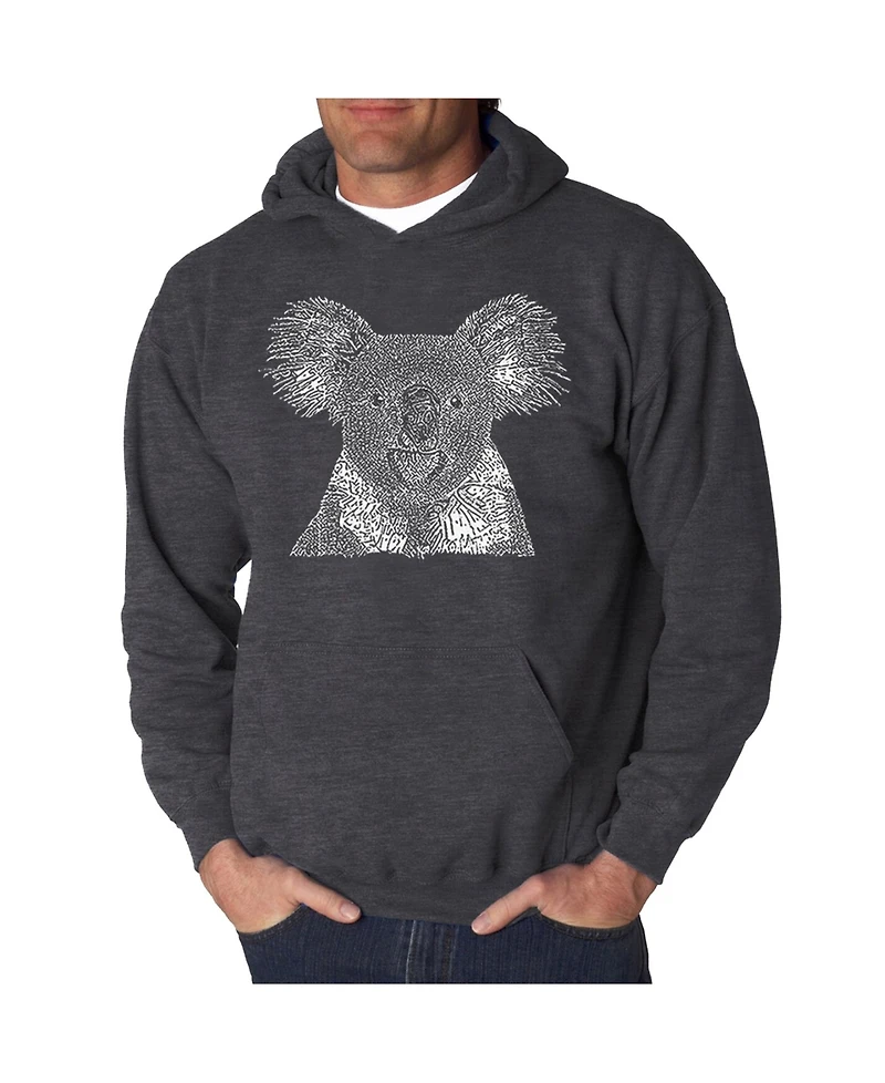 La Pop Art Men's Koala Word Hooded Sweatshirt