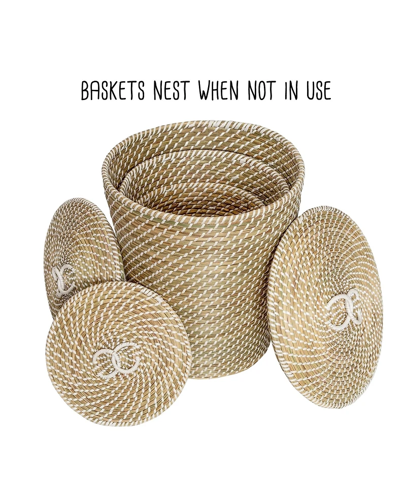 Honey Can Do Set of 3 Nesting Seagrass Snake Charmer's Baskets