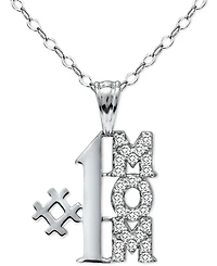 Giani Bernini Cubic Zirconia "#1 Mom" Pendant Necklace in Sterling Silver, 16" + 2" extender, Created for Macy's
