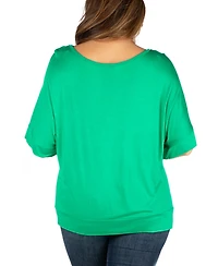 24seven Comfort Apparel Plus Short Sleeve Loose Fitting Dolman Top