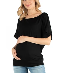 24seven Comfort Apparel Loose Fit Dolman Maternity Top with Wide Sleeves