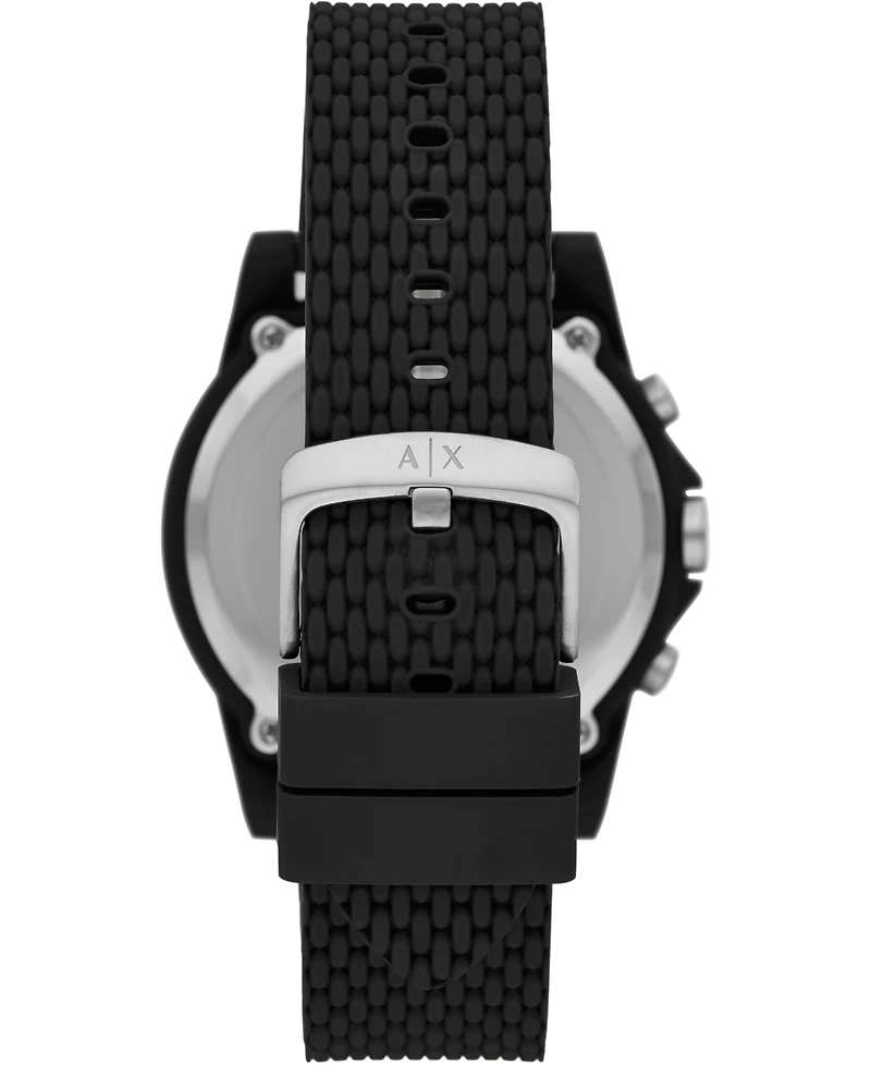 A|X Armani Exchange Men's Chronograph Black Silicone Strap Watch 44mm