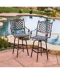 Noble House Cobb Outdoor Cast Barstool, Set of 2