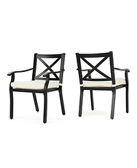 Noble House Exuma Outdoor Cast Dining Chairs with Cushions, Set of 2