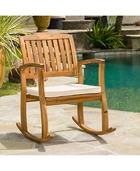Noble House Dewitt Outdoor Rocking Chair with Cushion