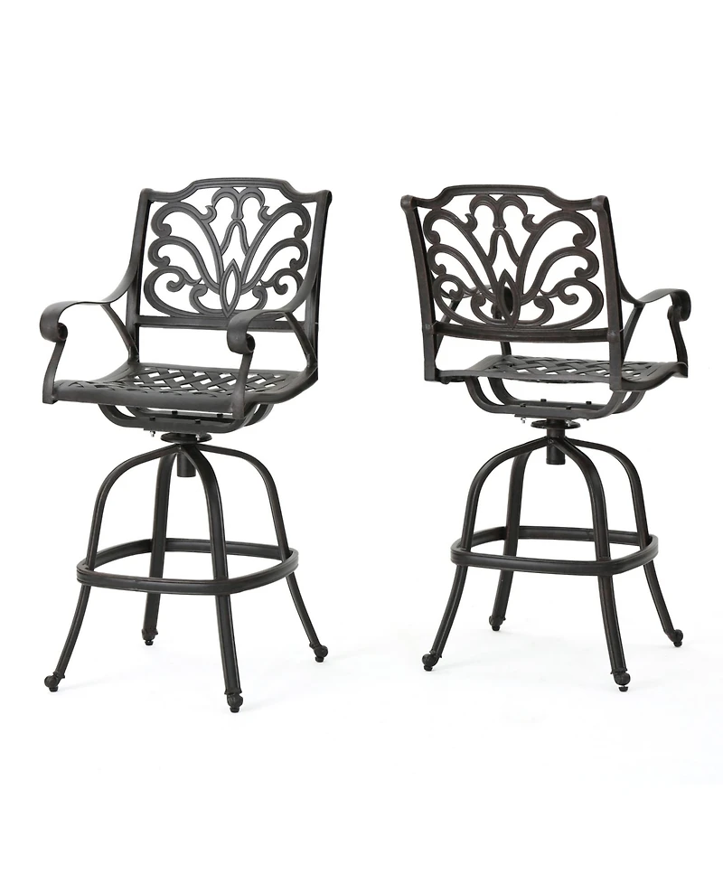 Noble House Alfresco Outdoor Cast Barstools, Set of 2