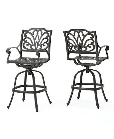 Noble House Alfresco Outdoor Cast Barstools, Set of 2