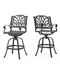 Noble House Alfresco Outdoor Cast Barstools, Set of 2