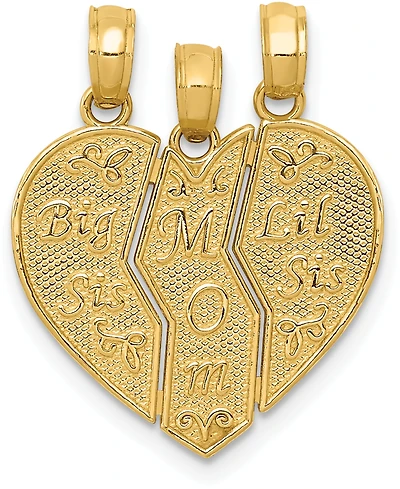14k Gold Charm, Break Apart Big Sis, Mom and Lil Sis Charm