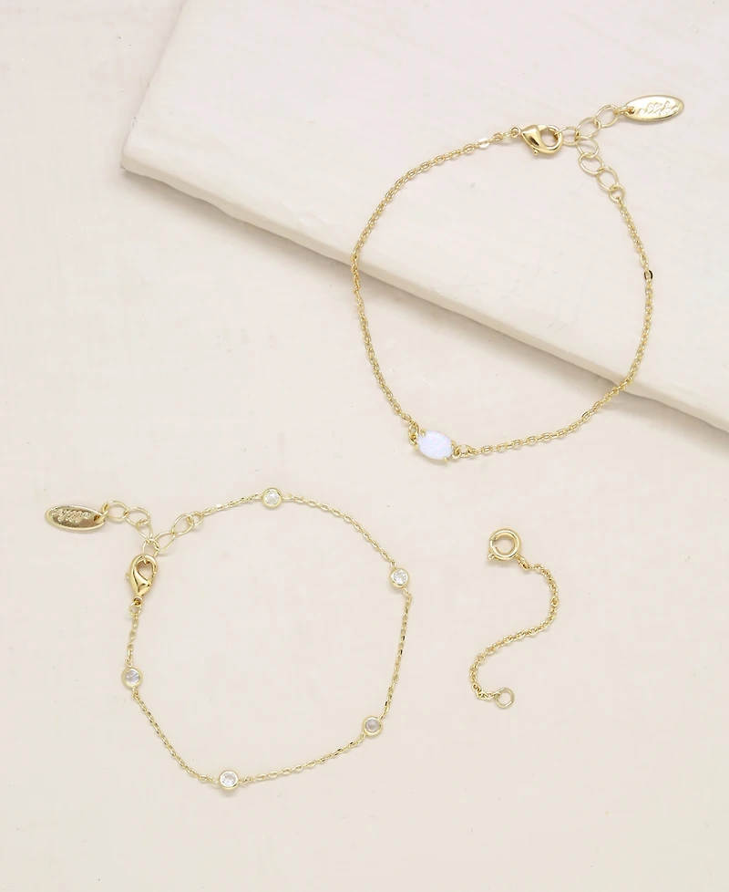 Ettika Opal Crystal Dainty Women's Bracelet Set with Extender Add On