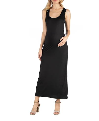 24seven Comfort Apparel Scoop Neck Maternity Maxi Dress with Racerback Detail