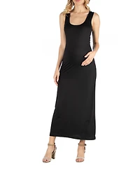 24seven Comfort Apparel Scoop Neck Maternity Maxi Dress with Racerback Detail