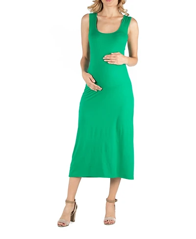 24seven Comfort Apparel Scoop Neck Maternity Maxi Dress with Racerback Detail