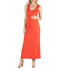 24seven Comfort Apparel Scoop Neck Maternity Maxi Dress with Racerback Detail