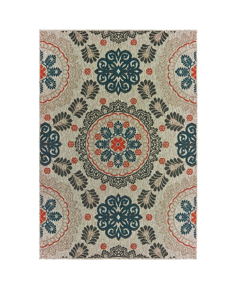 Oriental Weavers Latitude 1903W Gray 6'7" x 9'2" Outdoor Area Rug