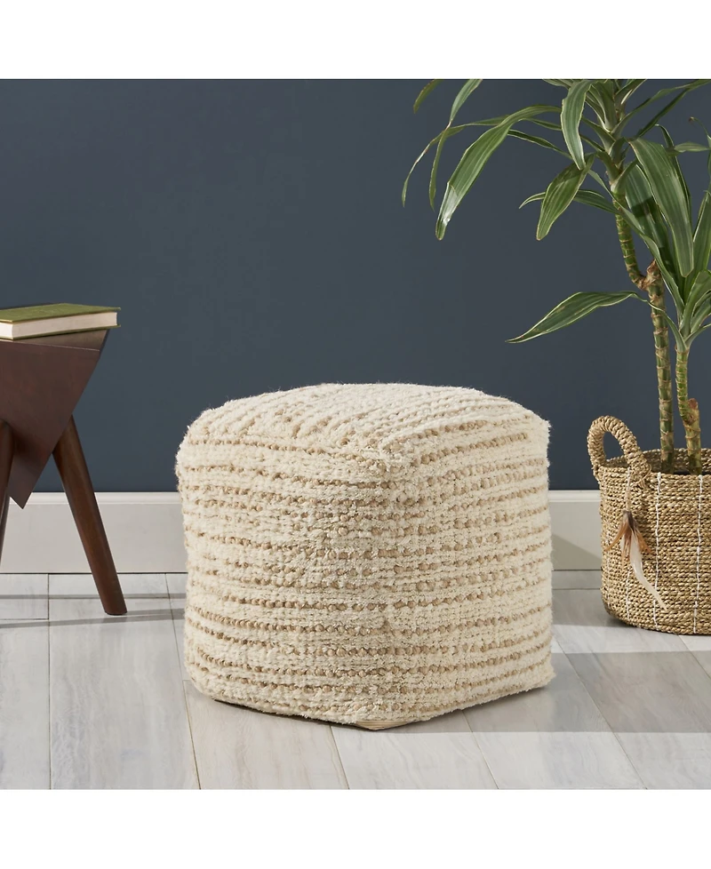 Noble House Calzona Boho Ottoman Pouf