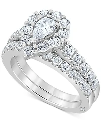 Certified Diamond Pear Halo Bridal Set (2 ct. t.w.) in 18k White, Yellow or Rose Gold