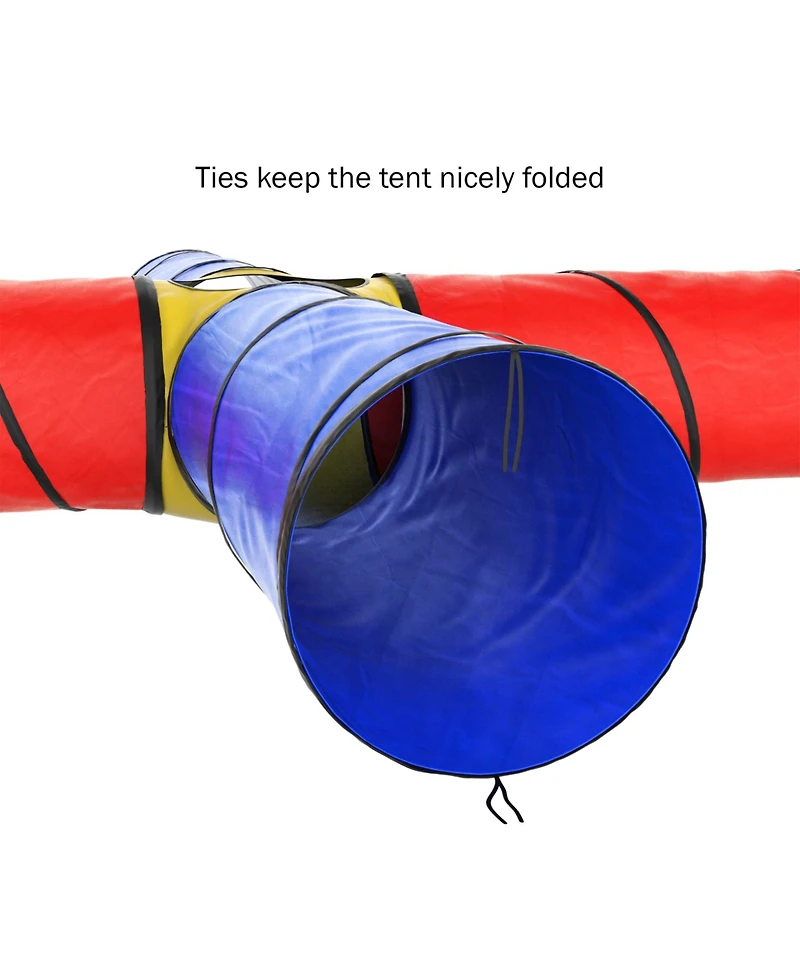 Hey Play Kids Play Tunnel - 4-Way Pop Up Crawl Through Tent, Indoor-Outdoor Fun For Kids And Toddlers, Foldable Portable Playhouse