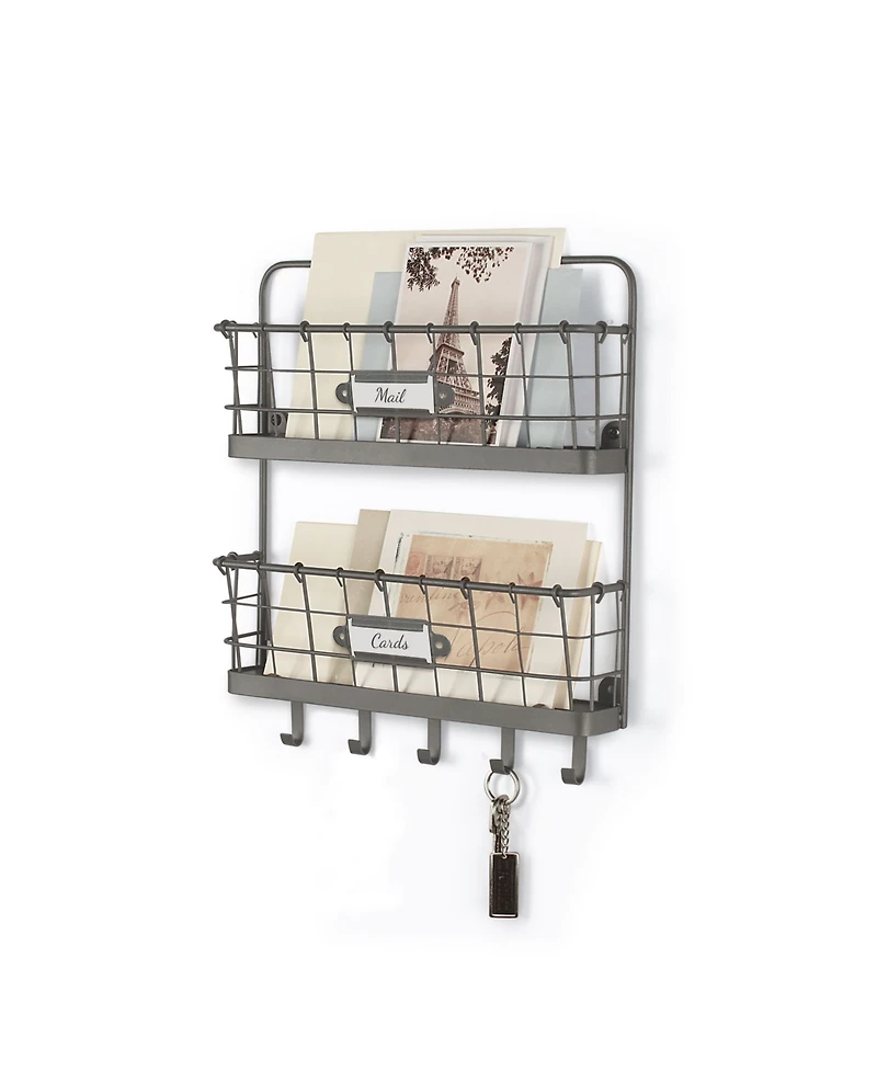 Spectrum Vintage-like Living Wall Mount 2-Tier Letter Holder Key Rack
