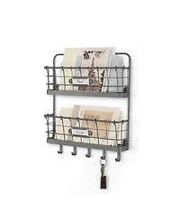 Spectrum Vintage-like Living Wall Mount 2-Tier Letter Holder Key Rack