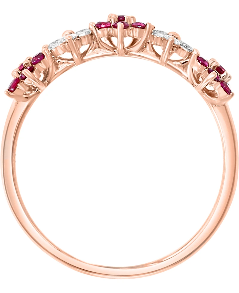 Lali Jewels Ruby (3/8 ct. t.w.) & Diamond (1/6 ct. t.w.) Flower Band in 14k Rose Gold