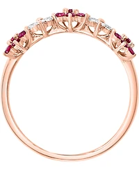 Lali Jewels Ruby (3/8 ct. t.w.) & Diamond (1/6 ct. t.w.) Flower Band in 14k Rose Gold