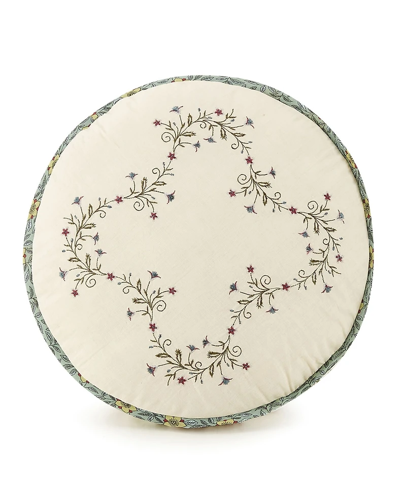 Modern Heirloom Olivia Embroidered Decorative Pillow, 14" Round