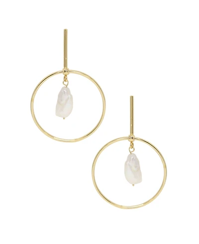 Ettika Modern Gold - Tone and Freshwater Pearl Drop Hoop Earrings