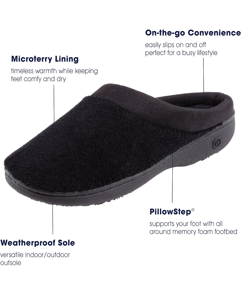 Isotoner Signature Microterry Pillowstep Slippers with Satin Trim
